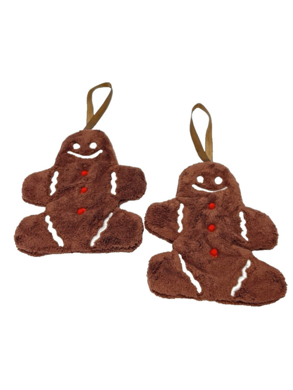 2pc Plush Gingerbread Man Christmas Ornaments Soft Stuffed Holiday Hanging Lot